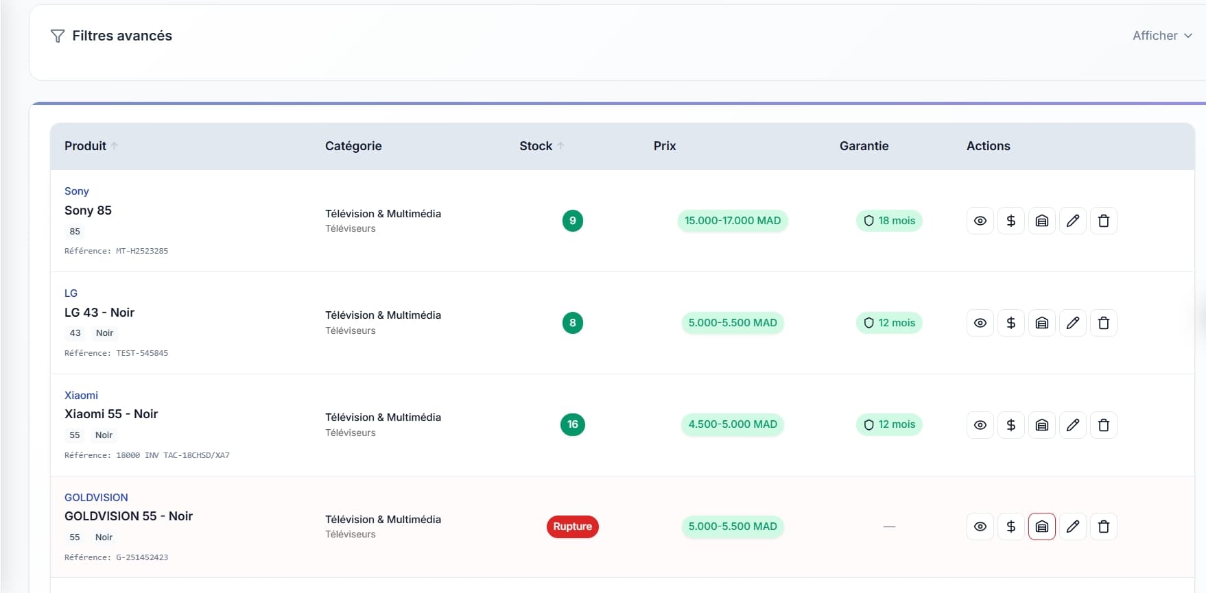 Product and inventory management system