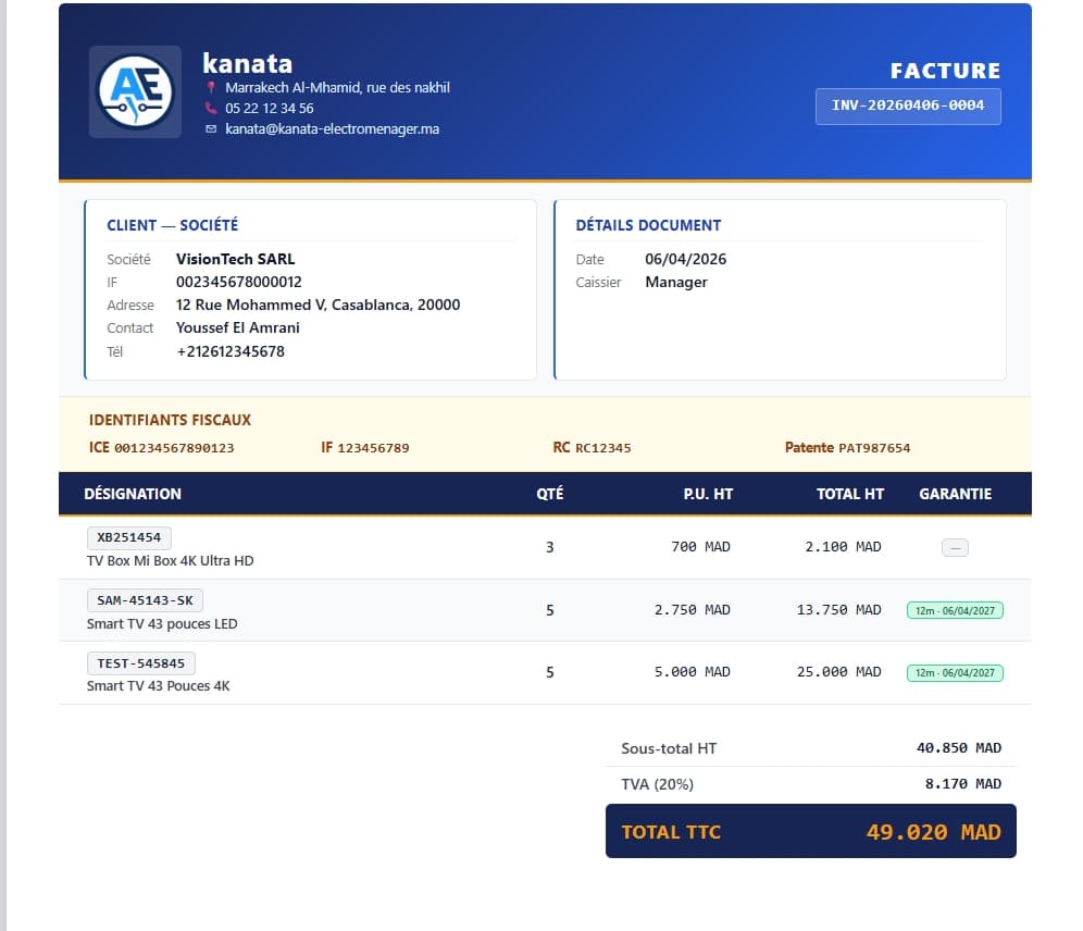 Invoice generation system with VAT support